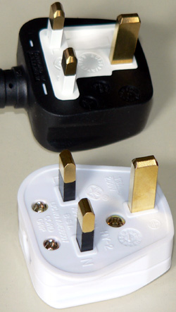 Examples of rewireable, and moulded on plugs